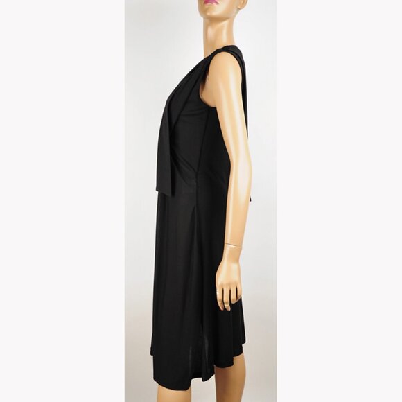 BALENCIAGA BLACK DRESS WITH CAPELET STRETCH JERSEY RUCHING - Picture 7 of 11